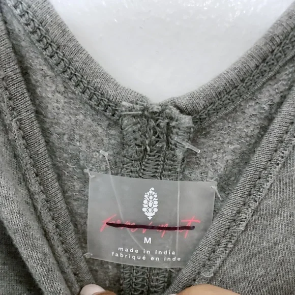 SOLD Free People Movement Gray Romper Varsity Side Snap Stripe Panel Size M NWOT - Picture 3 of 7